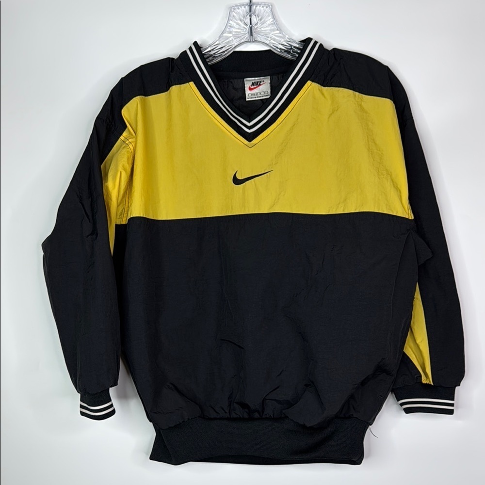 Vintage Nike Black Yellow Colorblock Pullover Windbreaker Jacket Medium 10-12